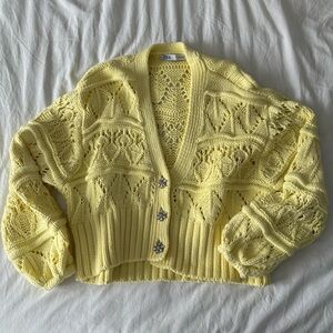 Zara Light Yellow Knit Cardigan